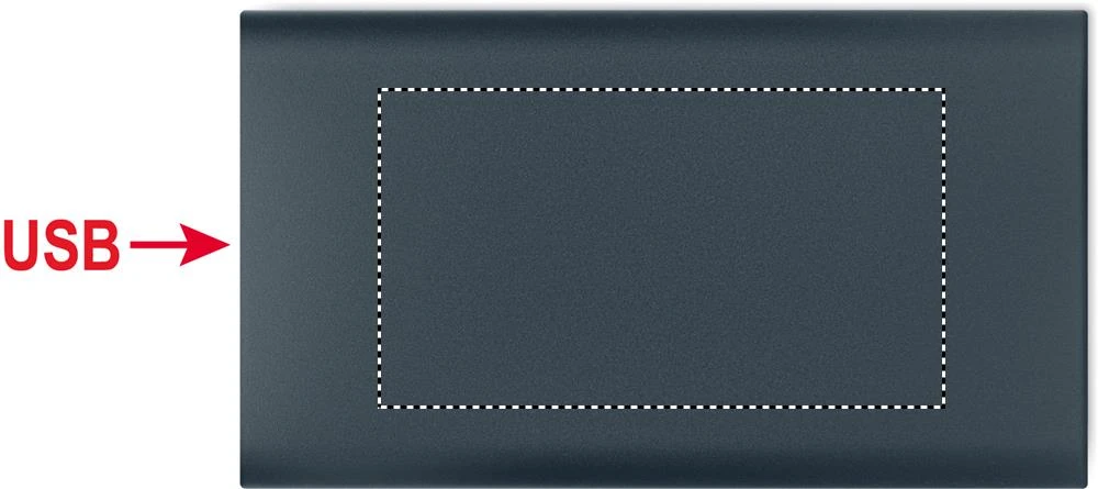 Powerbanka 5000mAh 15W POWERPLUS – francouzská námořnická modř – tlačová plocha – Zadná strana