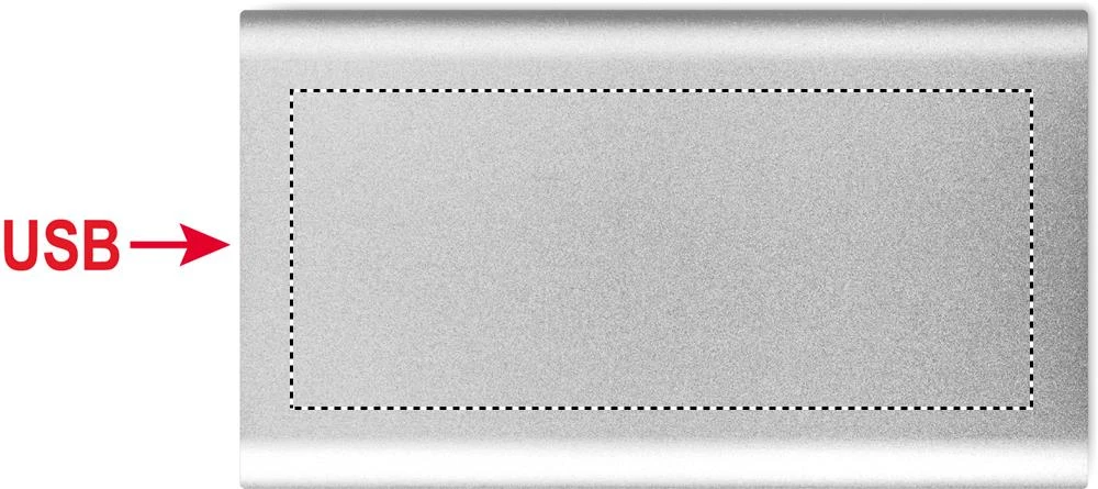 Powerbanka 5000mAh 15W POWERPLUS – matná stříbrná – tlačová plocha – Zadná strana – digitálna tlač