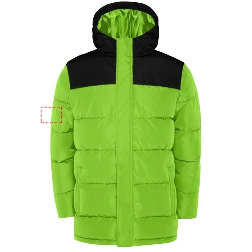 Unisex zateplená bunda Tallin - Roly – limetková – tlačová plocha – Pravý biceps