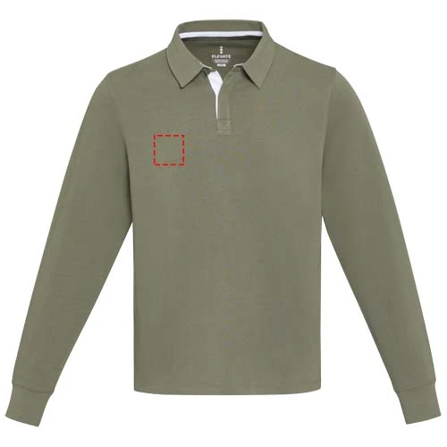 Clyde unisex organická rugby polo mikina - Elevate – zelená – tlačová plocha – Pravá strana hrude