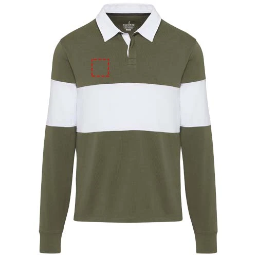 Clyde unisex organická rugby polo mikina - Elevate – zelená – tlačová plocha – Pravá strana hrude