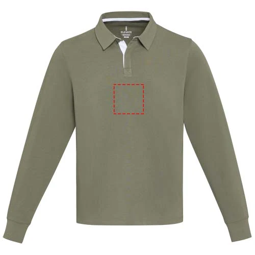 Clyde unisex organická rugby polo mikina - Elevate – zelená – tlačová plocha – Celá predná strana