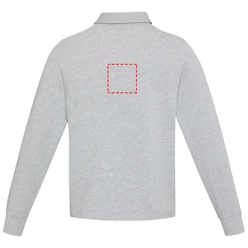 Clyde unisex organická rugby polo mikina - Elevate – žíhaná šedá – tlačová plocha – Impact vyšší záď