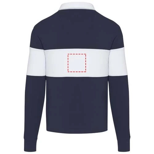 Clyde unisex organická rugby polo mikina - Elevate – námornícka modrá – tlačová plocha – Impact vyšší záď