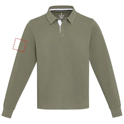 Clyde unisex organická rugby polo mikina - Elevate – zelená – tlačová plocha – Pravý biceps