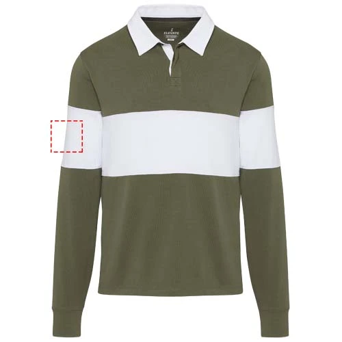 Clyde unisex organická rugby polo mikina - Elevate – zelená – tlačová plocha – Pravý biceps