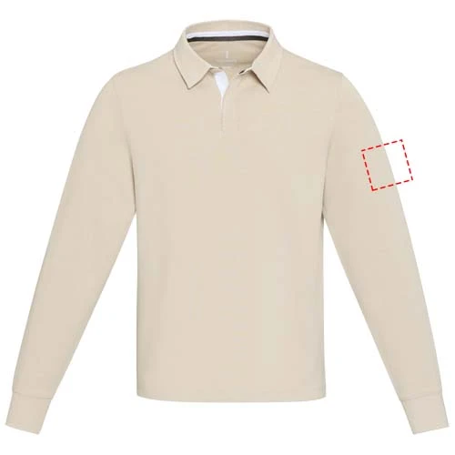 Clyde unisex organická rugby polo mikina - Elevate – ovesné vločky – tlačová plocha – Levý biceps