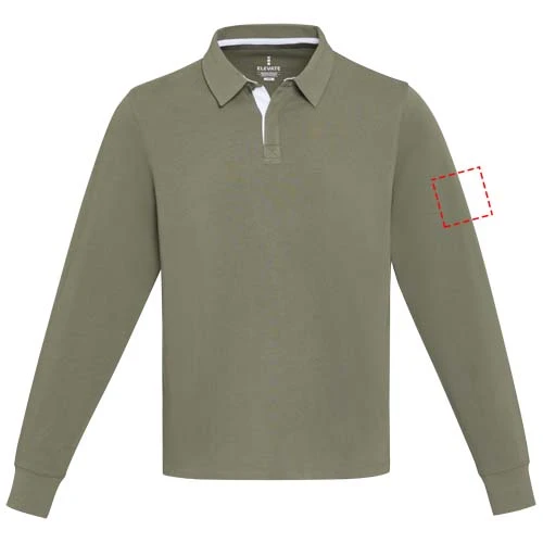 Clyde unisex organická rugby polo mikina - Elevate – zelená – tlačová plocha – Ľavý biceps