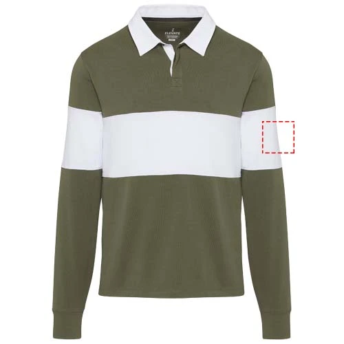 Clyde unisex organická rugby polo mikina - Elevate – zelená – tlačová plocha – Levý biceps