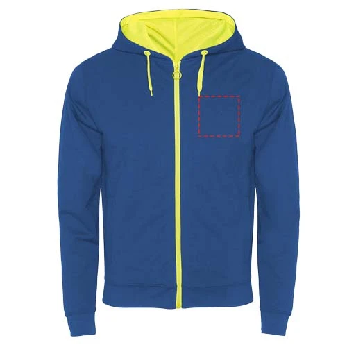 Unisex mikina Fuji - Roly – kráľovská modrá – tlačová plocha – Ľavá strana hrude