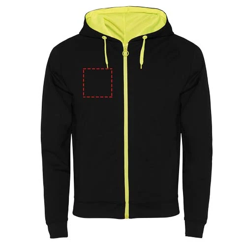 Unisex mikina Fuji - Roly – černá – tlačová plocha – Pravá strana hrude