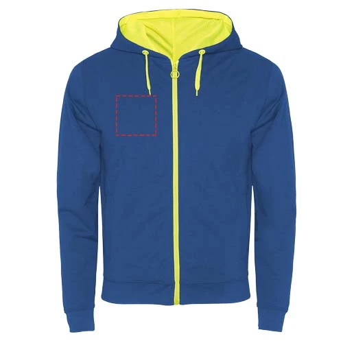 Unisex mikina Fuji - Roly – kráľovská modrá – tlačová plocha – Pravá strana hrude