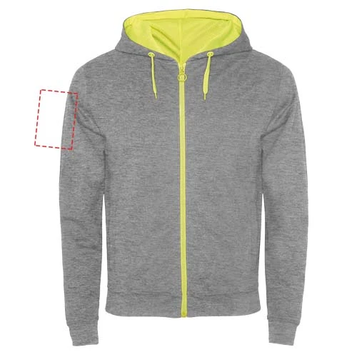 Unisex mikina Fuji - Roly – žíhaná šedá – tlačová plocha – Pravý biceps