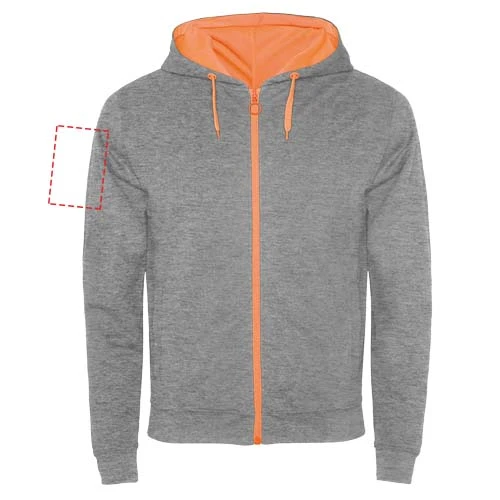 Unisex mikina Fuji - Roly – žíhaná šedá – tlačová plocha – Pravý biceps