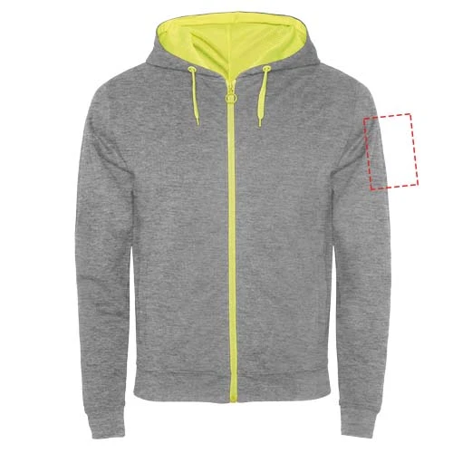 Unisex mikina Fuji - Roly – žíhaná šedá – tlačová plocha – Levý biceps