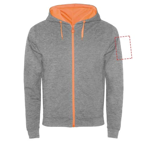 Unisex mikina Fuji - Roly – žíhaná šedá – tlačová plocha – Ľavý biceps