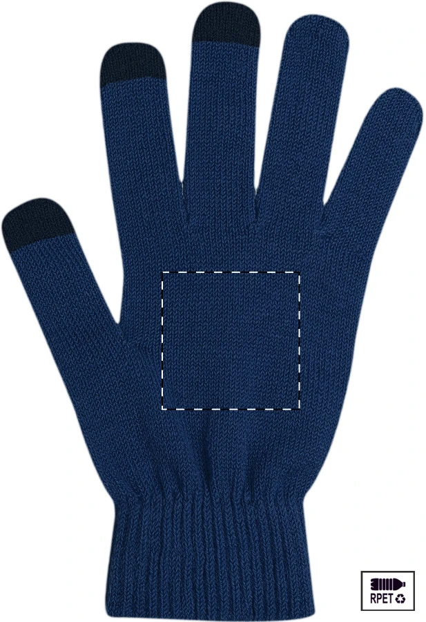Retouch RPET rukavice na dotykovú obrazovku – dark blue – tlačová plocha – Pravá rukavica
