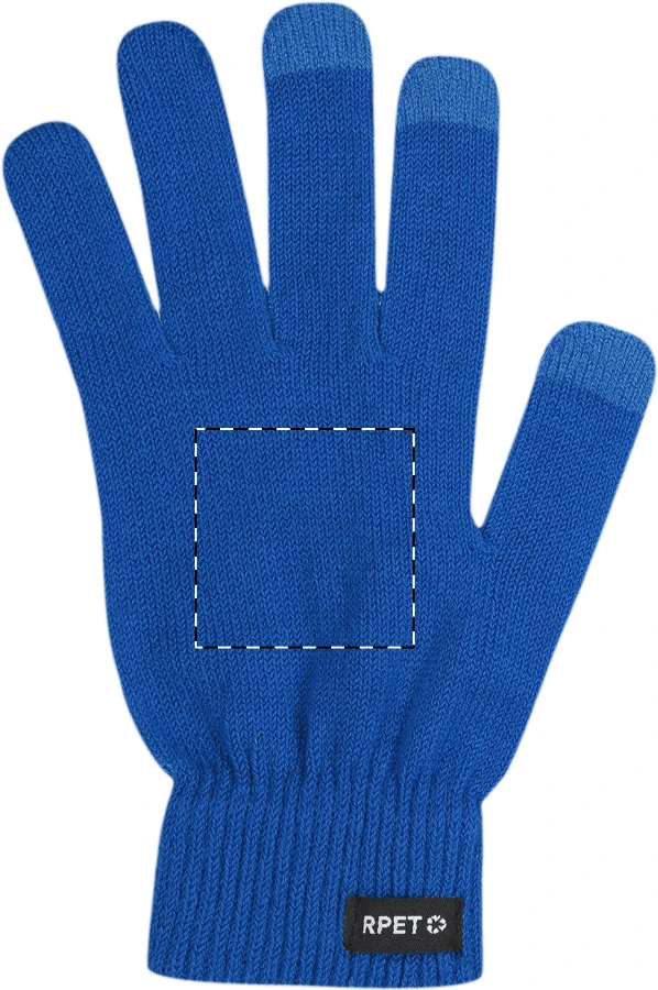 Retouch RPET rukavice na dotykovú obrazovku – blue – tlačová plocha – Ľavá rukavica