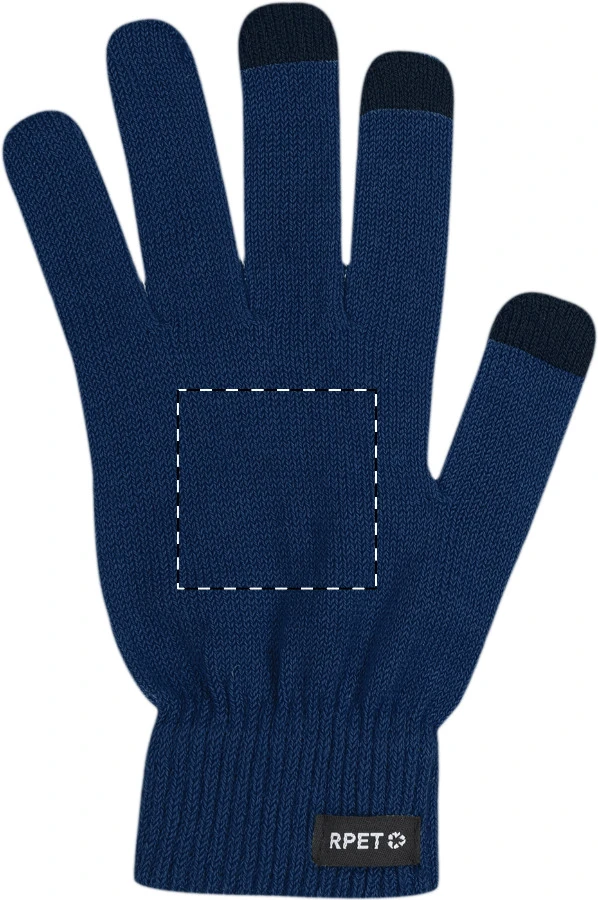 Retouch RPET rukavice na dotykovú obrazovku – dark blue – tlačová plocha – Ľavá rukavica