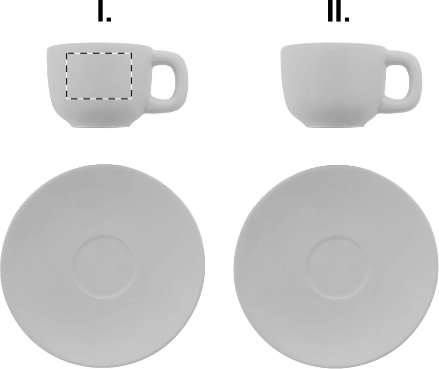 Caturra sada šálok na espresso – white – tlačová plocha – Šálka 1 - pre praváka