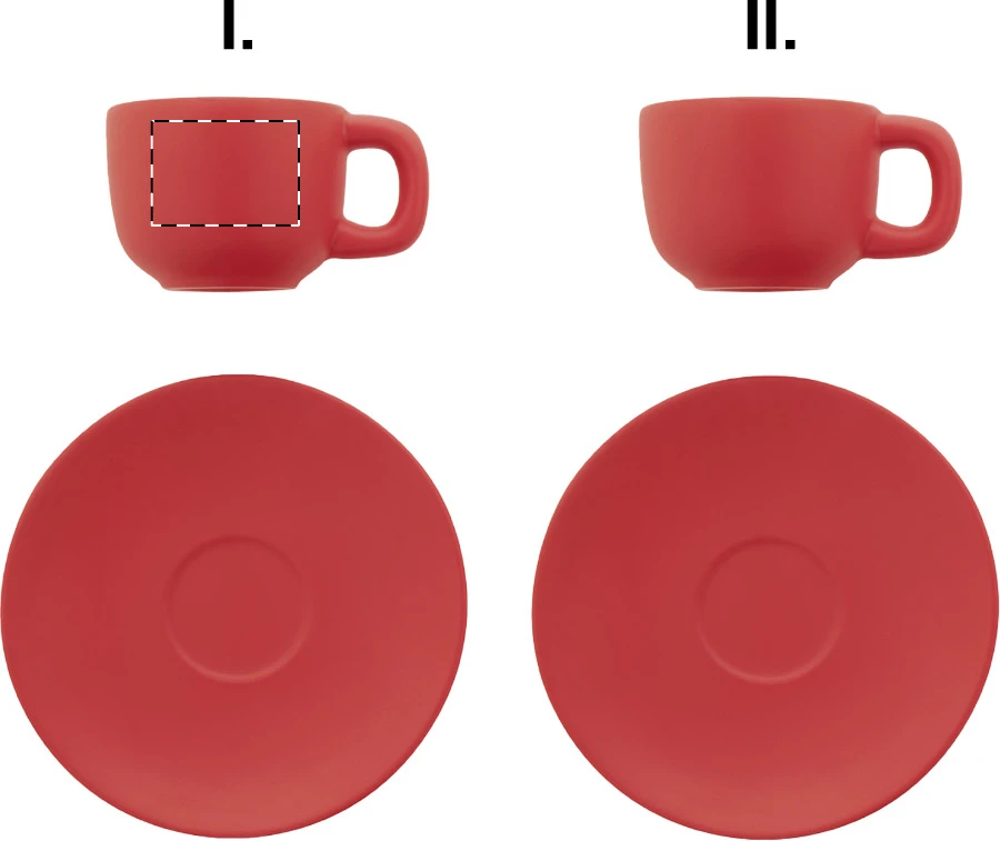 Caturra sada šálok na espresso – red – tlačová plocha – Šálka 1 - pre praváka