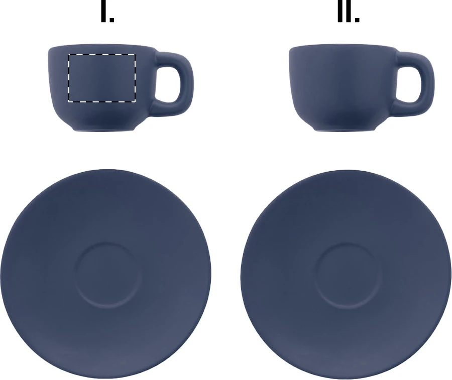 Caturra sada šálok na espresso – dark blue – tlačová plocha – Šálka 1 - pre praváka