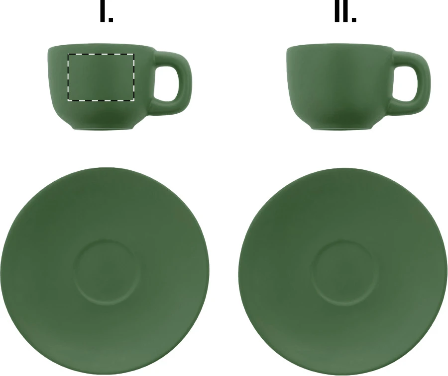 Caturra sada šálok na espresso – green – tlačová plocha – Šálka 1 - pre praváka