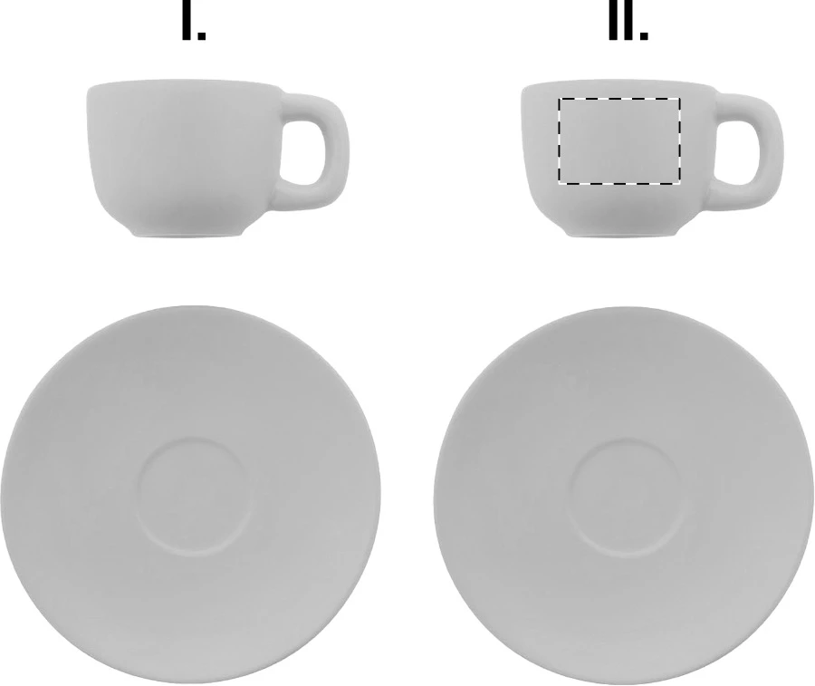 Caturra sada šálok na espresso – white – tlačová plocha – Šálka 2 - pre praváka