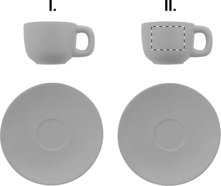 Caturra sada šálok na espresso – grey – tlačová plocha – Šálka 2 - pre praváka