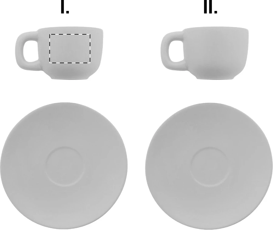 Caturra sada šálok na espresso – white – tlačová plocha – Šálka 1 - pre ľaváka