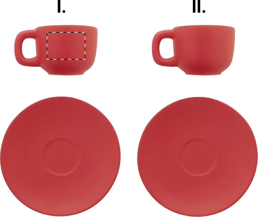 Caturra sada šálok na espresso – red – tlačová plocha – Šálka 1 - pre ľaváka