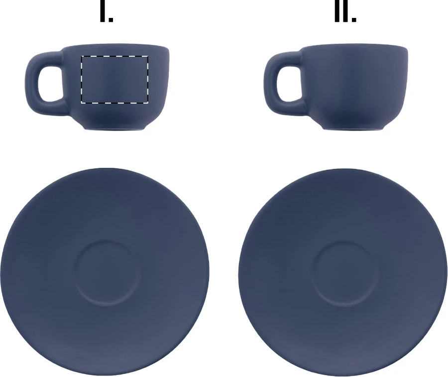 Caturra sada šálok na espresso – dark blue – tlačová plocha – Šálka 1 - pre ľaváka