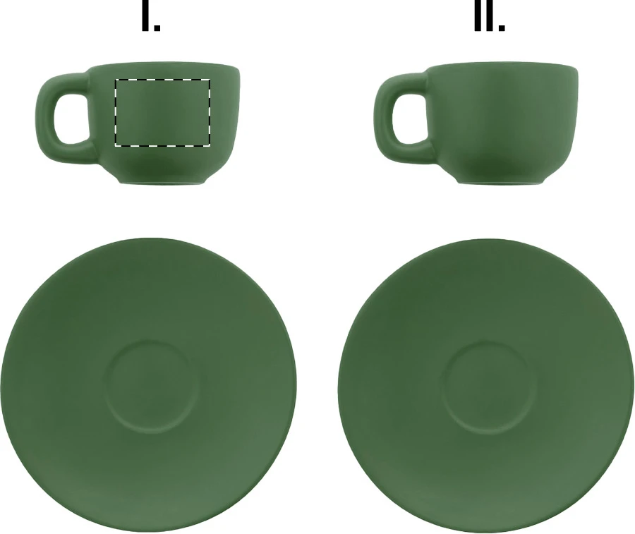 Caturra sada šálok na espresso – green – tlačová plocha – Šálka 1 - pre ľaváka