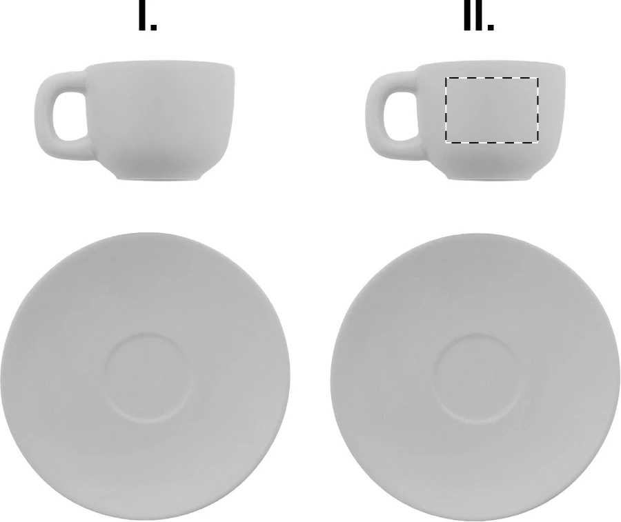 Caturra sada šálok na espresso – white – tlačová plocha – Šálka 2 - pre ľaváka
