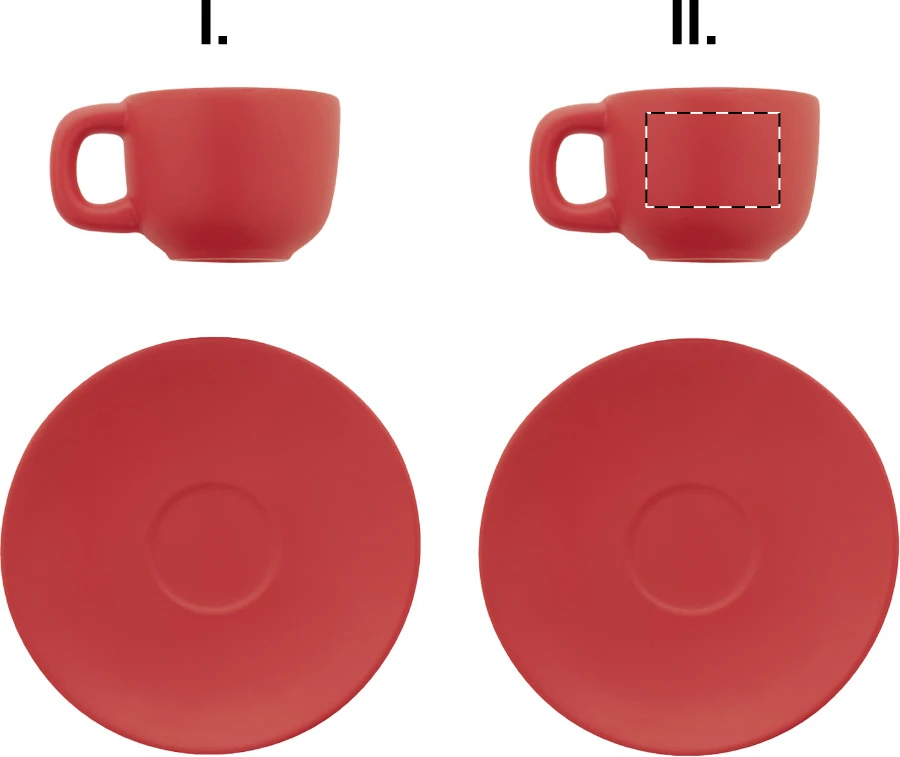 Caturra sada šálok na espresso – red – tlačová plocha – Šálka 2 - pre ľaváka