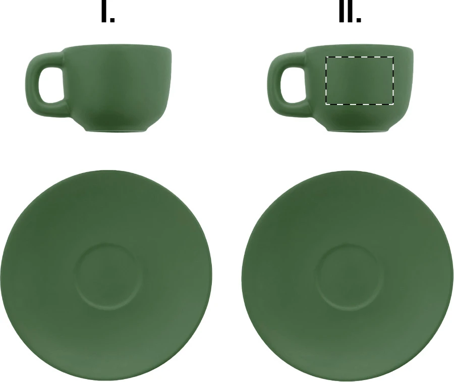Caturra sada šálok na espresso – green – tlačová plocha – Šálka 2 - pre ľaváka