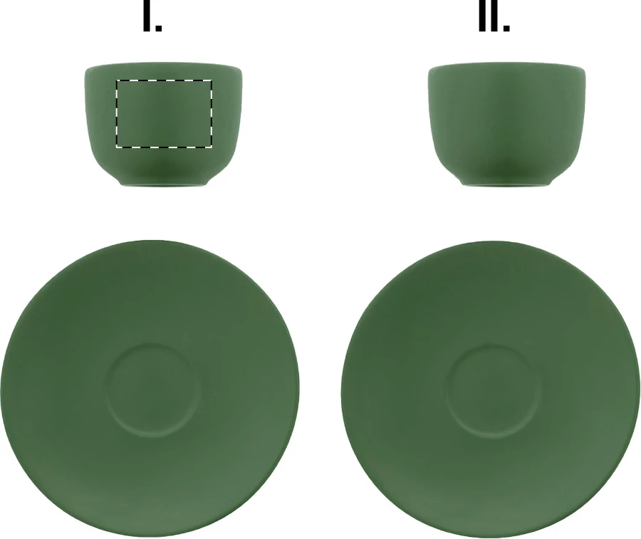 Caturra sada šálok na espresso – green – tlačová plocha – Šálka 1 - naproti uchu