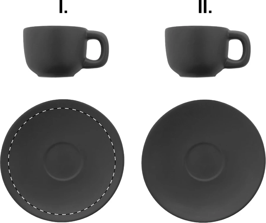 Caturra sada šálok na espresso – čierna – tlačová plocha – Podšálka 1