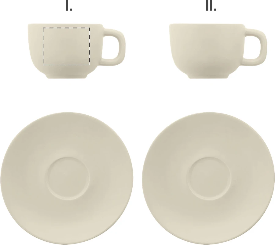 Caturra Plus sada šálok na cappuccino – natural – tlačová plocha – Šálka 1 - pre praváka