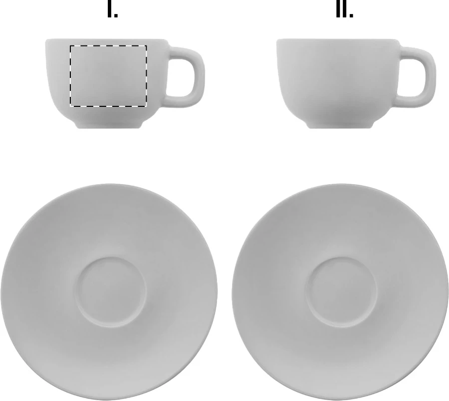 Caturra Plus sada šálok na cappuccino – white – tlačová plocha – Šálka 1 - pre praváka