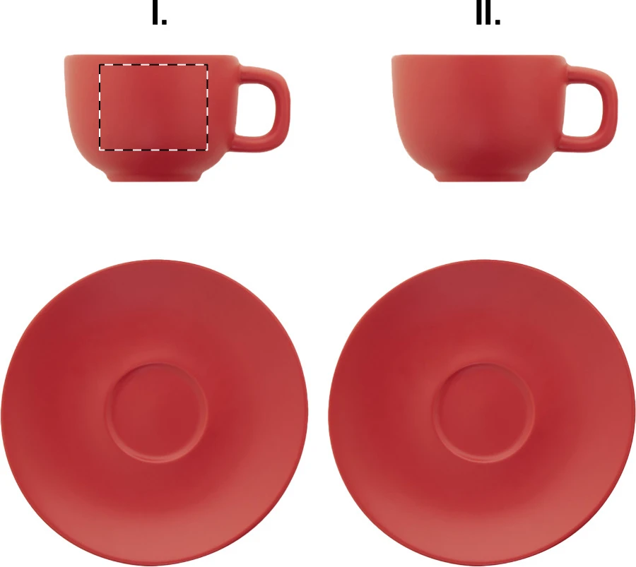 Caturra Plus sada šálok na cappuccino – red – tlačová plocha – Šálka 1 - pre praváka