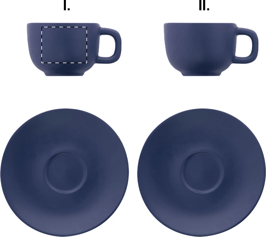 Caturra Plus sada šálok na cappuccino – dark blue – tlačová plocha – Šálka 1 - pre praváka