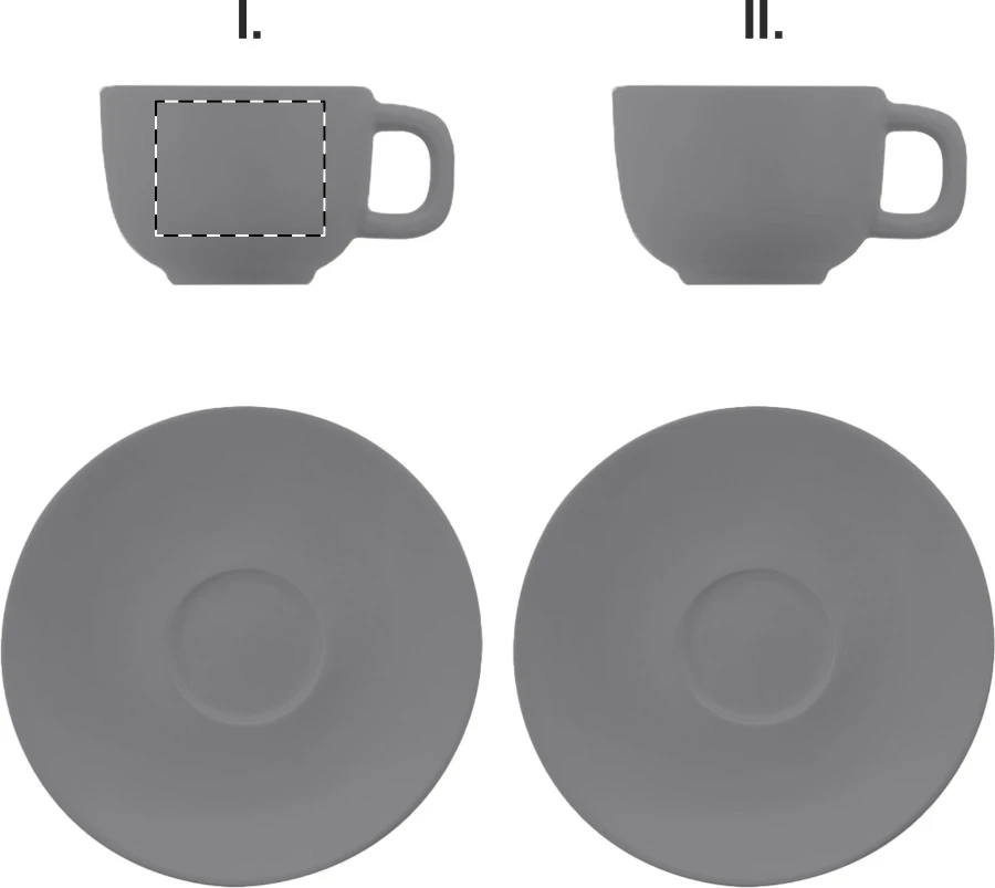 Caturra Plus sada šálok na cappuccino – grey – tlačová plocha – Šálka 1 - pre praváka