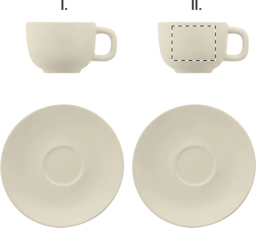 Caturra Plus sada šálok na cappuccino – natural – tlačová plocha – Šálka 2 - pre praváka