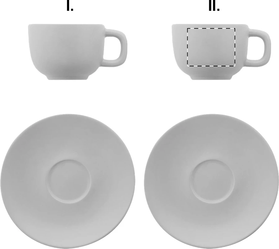 Caturra Plus sada šálok na cappuccino – white – tlačová plocha – Šálka 2 - pre praváka