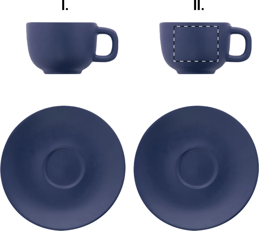 Caturra Plus sada šálok na cappuccino – dark blue – tlačová plocha – Šálka 2 - pre praváka