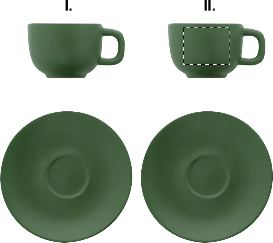 Caturra Plus sada šálok na cappuccino – green – tlačová plocha – Šálka 2 - pre praváka