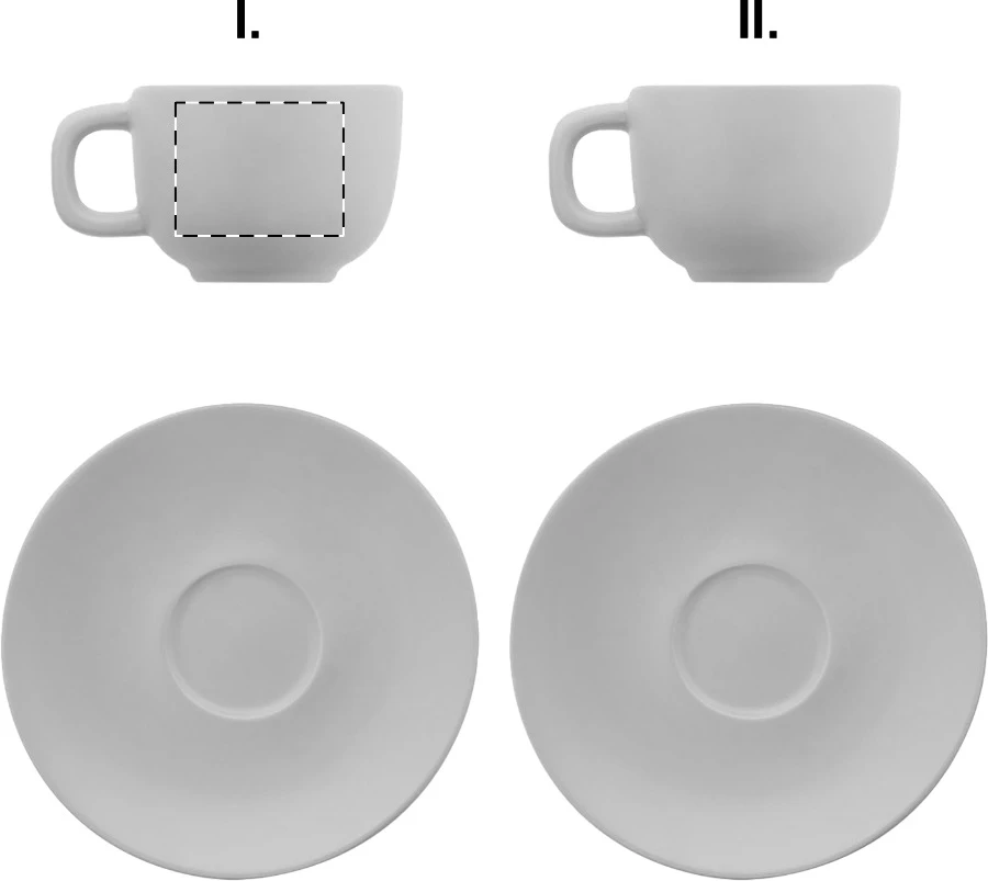 Caturra Plus sada šálok na cappuccino – white – tlačová plocha – Šálka 1 - pre ľaváka