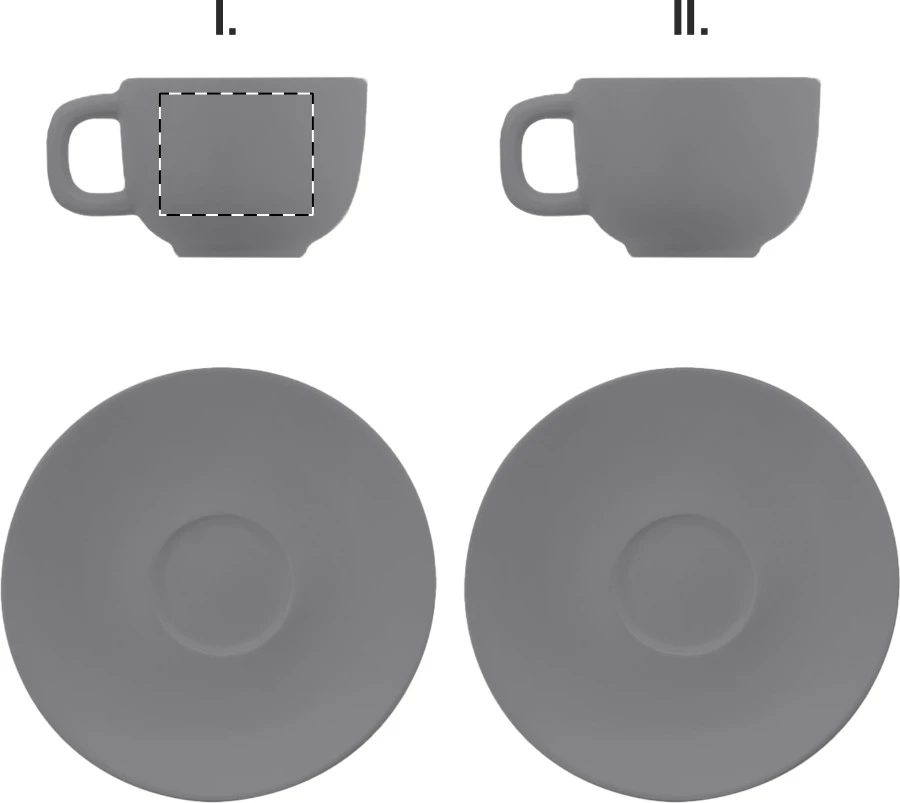 Caturra Plus sada šálok na cappuccino – grey – tlačová plocha – Šálka 1 - pre ľaváka