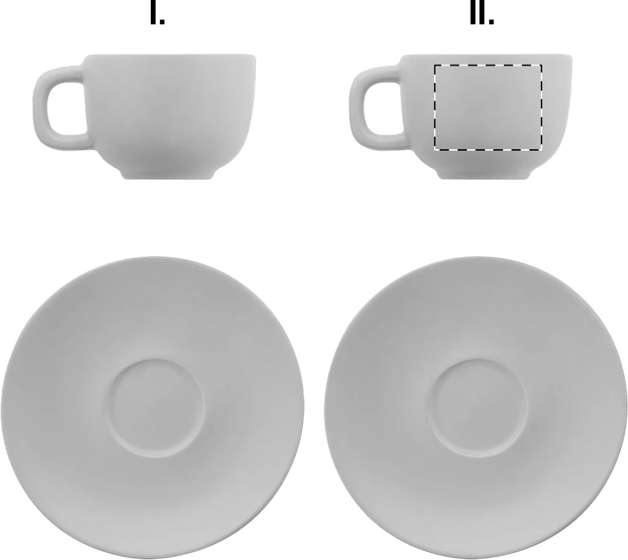 Caturra Plus sada šálok na cappuccino – white – tlačová plocha – Šálka 2 - pre ľaváka
